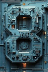 Fototapeta premium Complex Industrial Panel with Illuminated Elements