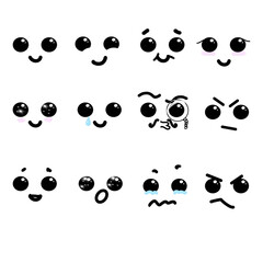 cute emoji faces. Set comic faces vector.