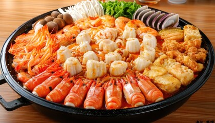 Reichhaltiges Meeresfrüchtegericht auf großer Platte