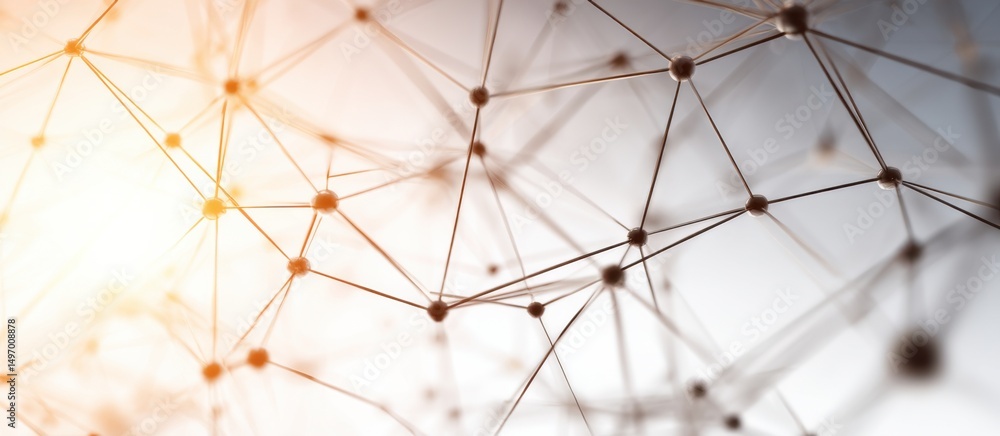 Poster connecting points of light in a web-like network showcasing modern technology and innovation in an a