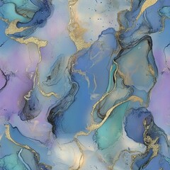 Fototapeta premium Abstract Artwork with Blue, Purple, and Gold Swirls