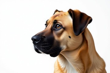 Obraz premium Noble Mastiff, serene expression, pure white backdrop, pet photography, dog breeds