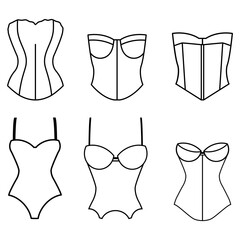 Naklejka premium Corset icon vector set. pair of stays illustration sign collection. foundation garment symbol or logo.