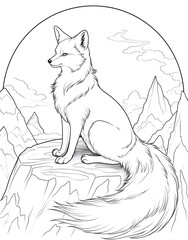 Fox sitting under the moonlight.