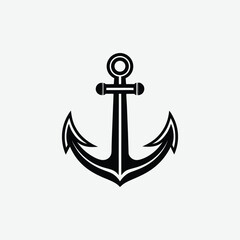 Minimalist Anchor Silhouette Vector – Bold, Modern Black Design on White Background