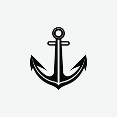 Minimalist Anchor Silhouette Vector – Bold, Modern Black Design on White Background