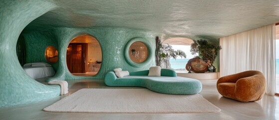 Sculptural Coastal Residence: A Unique Interior Design