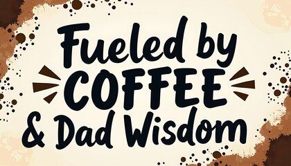 Fueled by Coffee & Dad Wisdom: Celebrating the perfect blend of caffeine and paternal insights with this illustrative design.