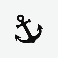 Minimalist Anchor Silhouette Vector – Bold, Modern Black Design on White Background