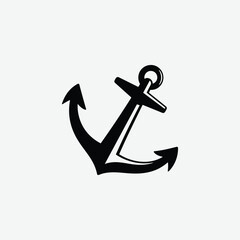 Minimalist Anchor Silhouette Vector – Bold, Modern Black Design on White Background
