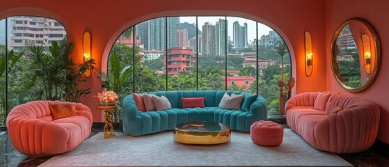Luxury Apartment Living Room with Stunning City View