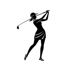 Silhouette Illustration Of A Woman Playing Golf Illustration