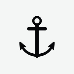 Minimalist Anchor Silhouette Vector – Bold, Modern Black Design on White Background