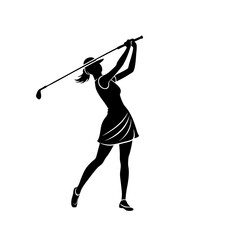 Silhouette Illustration Of A Woman Playing Golf Illustration