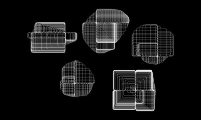 Brutalism Y2K Rounded Square Shapes – Abstract Geometric Vector Collection