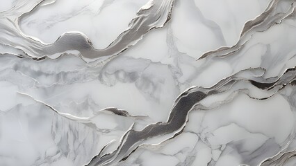 Obraz premium White Marble Background with Metallic Silver Veins | Ultra-Modern Aesthetic
