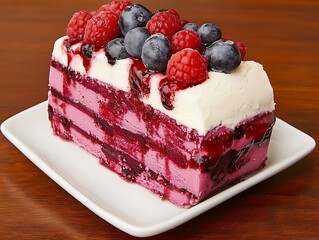A Delicate Plating of a Gourmet Semifreddo Slice, a High-End Dessert Style