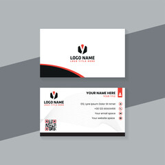 Red modern creative business card and name card  horizontal simple clean template vector design