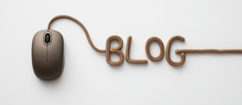 Creative mouse and blog concept featuring a computer mouse connected to the word blog in a unique presentation