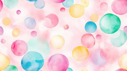 Watercolor Bubble Fantasy: A whimsical and delicate pattern of colorful watercolor bubbles floats gently against a soft, ethereal backdrop, evoking a sense of playfulness and lightheartedness.