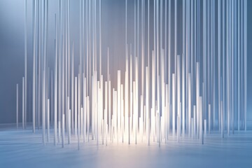 Abstract, light-filled space with vertical pillars