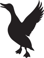 silhouette of a duck with open wings vector illustration.