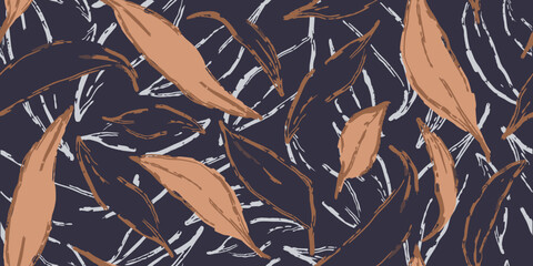Abstract botanical leaf design seamless pattern