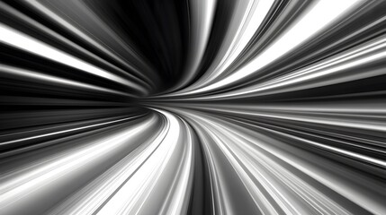 Abstract Black and White Speed Lines Tunnel Background