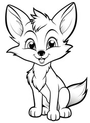 Obraz premium Cute baby arctic fox coloring page.