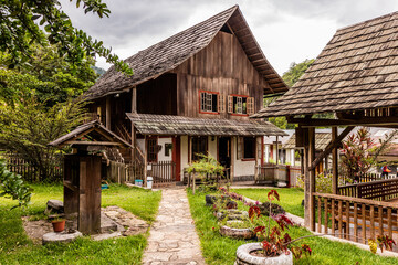 Traditional German style house in Pozuzo village, Peru