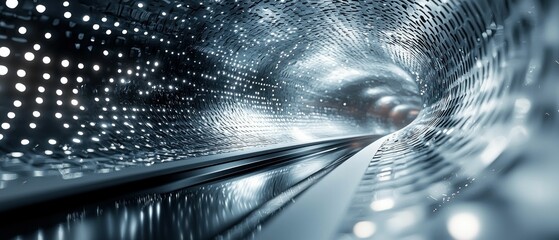 Futuristic Tunnel: A Digital Passageway of Light and Metal