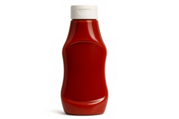 Red ketchup bottle isolated on transparent background