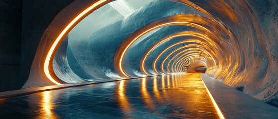 Futuristic Tunnel: A Glowing Pathway into the Unknown