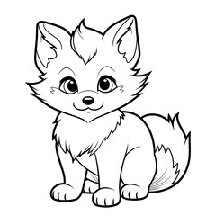 Cute baby arctic fox coloring page.