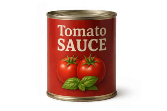 Tomato sauce can isolated on transparent background