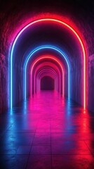 Neon Archway Tunnel: A Futuristic Lightscape