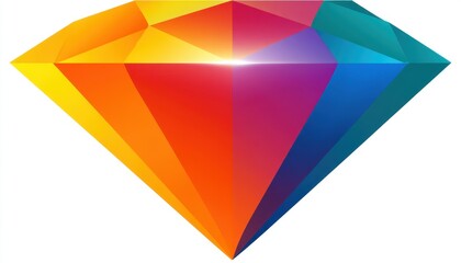 Regenbogenfarbener Diamant, Facettiertes Edelstein-Symbol, Abstrakte Grafik
