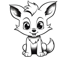 Obraz premium Cute baby arctic fox coloring page.