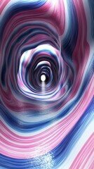 Abstract Swirling Tunnel of Pink, Blue, and White Stripes: A Digital Vortex