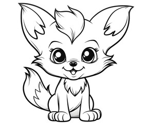Obraz premium Cute baby arctic fox coloring page.