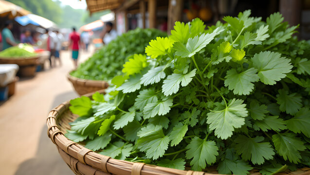 Aromatic and Vibrant Coriander Leaf Illustration Collection