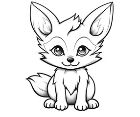 Obraz premium Cute baby arctic fox coloring page.