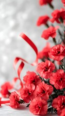 Vibrant Red Carnations Cascade Against