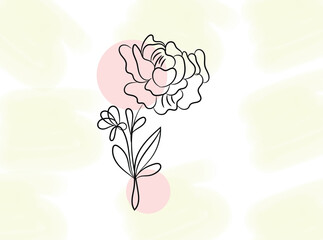 Elegant Line Art Floral Design with Pastel Background
