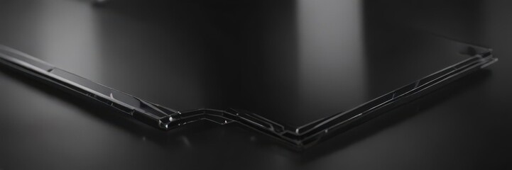 High-gloss black aluminum panel, sharp reflections , panel, reflective