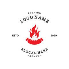 grilled sausage logo, perfect for food, bbq and restaurant logo design	