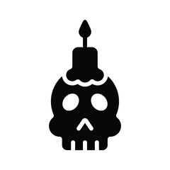Modern glyph icon of decorative skull candle