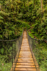 Fototapeta premium Hanging bridge in Yanachaga–Chemillen National Park, Peru