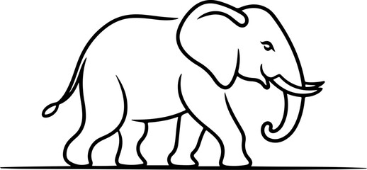  Elephant hand-drawn Flat vector illustration.