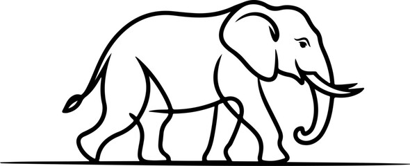  Elephant hand-drawn Flat vector illustration.